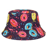 Drespot Fashion Reversible Bucket Hats Men Harajuku Hat Print Hip Hop Caps Women Fishing Fisherman Hat Female
