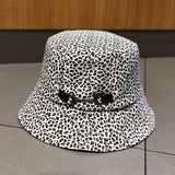 Spring Summer Leopard Panama Hat For Women With Metal Buckle Bucket Hats Cotton UV Protection Bob Sun Hat Fisherman Hats