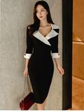 Drespot Women Spring Dresse Casual Office Lady Elegant Business Bodycon Wear to Work Dress Vestidos Clothes