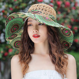 Bali Eco Sun Straw Hat For Womens Raffia Handmade Openwork Braided Bow Patchwork Summer Cap Large Brim UV Protection Beach Hat