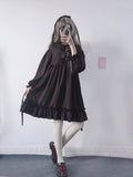 Black Lolita Dress Women Kawaii Long Sleeve Dresses Goth Ruffles Japanese Harajuku  Fashion Streetwear Cute Outfit