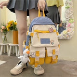 Large Capacity Backpacks For Women Japanese Schoolbag Kawaii Student Multi-color Bag Ins Popular Waterproof Cute Travel Rucksack