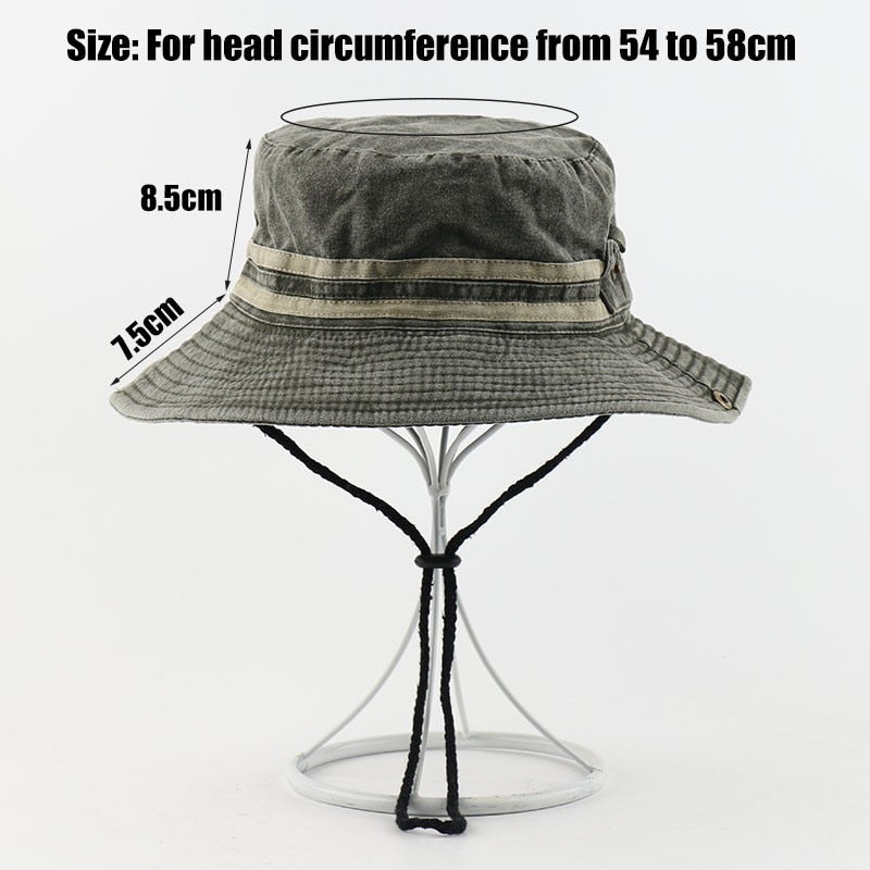 Washed Cotton Bucket Hat Striped Boonie Hat High Quality UV Protection Sun Hats Bob Panama Cap