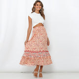 Women Print A-Line Skirt Summer Floral High Waist Holiday Vintage    Skirt Bohemian Maxi Skirts Casual Beach Falda Boho Skirt