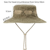 Cotton Boonie Hat For Women Breathable Mesh Sun Panama Outdoor UV Protection Fisherman Bob With Chin Strap Casual Hiking Cap