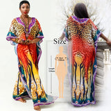 Retro Printed Morrocan Kaftan Plus Size Indie Folk V-neck Batwing Sleeve Side Split Summer Dress For Women Clothing Q1230
