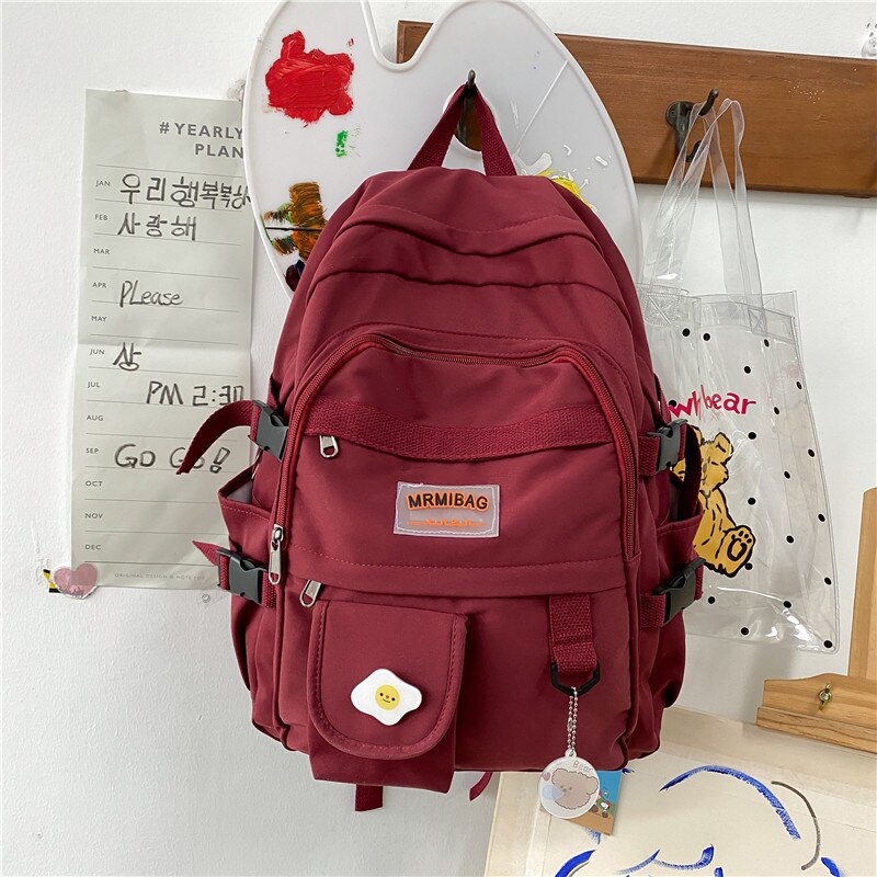 Cute Women Backpacks Waterproof Multi-Pocket Nylon Schoolbag for Girls Student Ins Popular Kawaii Laptop Book Pack Rucksack