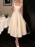 Drespot  Summer New Women Fashion Elegant White Midi Dresses Vintage Princess Female Party A Line Clothes Vestdios