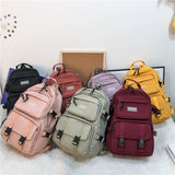 Fashion Women's backpack High School Student Bags Waterproof Nylon College Laptop Japanese Style Multi Pockets Travel Rucksack
