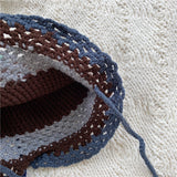 Handmade Crochet Knit Bucket Hat Women Winter Outdoor Warm Bob Chapeau Casual Long Lace Fashion Caps