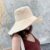 Drespotshop Japan and South Korea Big Brim Hat Women's Spring and Summer Foldable Travel Sun Hat Sun Hat Solid Color Casual Fisherman Hat