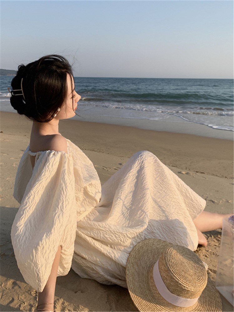 Summer Women Korean Style Fashion Vintage Dress Female Casual Beach Backless Midi Dress Holiday Vestdios Clothes