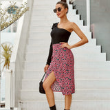 Women's Skirt Summer Casual All Over Print Tie Side Wrap Skirt Temperament Printed Split Skirt Floral Boho Midi Skirt