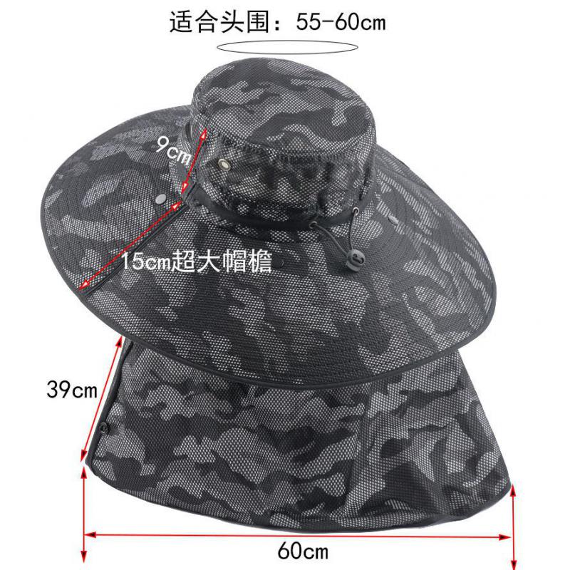 Camouflage Boonie Hat For Mens UPF 50+ Summer Sun Bucket Hats Casual Male Outdoor Fishing Hat Wide Brim With Chin Strap Cap