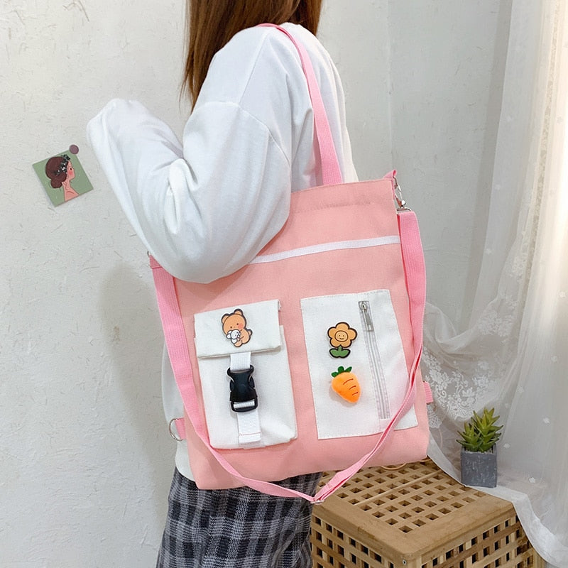 Multifunction Double Zipper Women Large Capacity Backpack Teenager Girls High Student School Shoulder Bag Korean Style Schoolbag