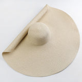 Drespotshop 70cm Oversized  Wide Brim Sun Hat Travel  Large UV Protection Beach Straw Hats Women's Summer Floppy Foldable Chapeaux Wholesale
