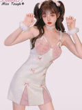 Japanese Kawaii Lolita Strap Dress Women Korean Elegant Sexy Party Mini Dress Female Bow Casual France Princess Cute Dress