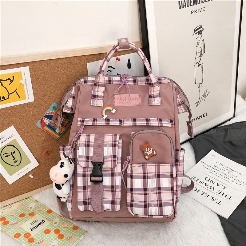 Drespot  Preppy Purple Backpack Women Waterproof Candy Colors Backpacks College High School Bags For Teenage Girl Cute Travel Bag