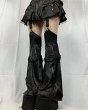 Mesh Leather A-line Gothic Skirt With Trousers Black High Waist Mini Skirts Dark Academia Bottoms Grunge Outfit Vintage