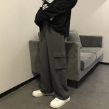 Drespot  Harajuku Black Women's Cargo Pants Pockets Hippie Streetwear Gray Wide Leg Trousers For Female Oversize Emo