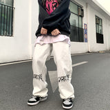 Drespot  Gothic Grunge White Baggy Jeans Women Oversize Streetwear Print Wide Leg Denime Pants Harajuku Black Trousers Female