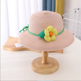 Drespot  New Fashion Summer Straw Hat For Kids Lace Bow Flower Big Brim Beach Sun Hat UV Protection Casual Baby Girl Kid Cap Hat