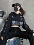 Gothic Streetwear Graphic Print Hoodies Women Harajuku Punk Black Oversized Sweatshirts Long Sleeve Cropped Tops Grunge