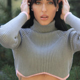 Drespot Women Knitted Sweaters Pullovers Turtleneck Jumpers Crop Tops Slim Knitwear Sweater Fall Sweater