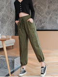 High Waist Elastic Harem Pants Student Casual Baggies Woman Pants Fall  Fashion New Angle-length Cargo Trousers Bottom