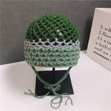 Japanese Handwoven Hollow Beanies For Ladies Four Seasons Fashion Mesh Bunches Fringe Bonnet Ladies Crochet Yarn Trend Hat