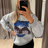 Back To School Outfits Letter Printed Sweatshirts for Women Printed Loose Fashion Pullovers Hoodies 2023 Spring Autumn Female Vintage Sweatshirt Tops