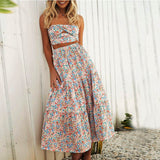 Summer Women Plaid Skirts Vintage High Waist Elastic Patchwork Floral Printed Chic Long Cake A-line Skirt Vacation Maxi Skirts