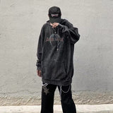 Drespot Gothic Cross Print Black Oversize Sweater Women Punk Harajuku Hippie Crewneck Jumper Pullover Female Mall Goth Tops