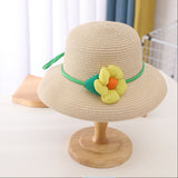 Drespot  New Fashion Summer Straw Hat For Kids Lace Bow Flower Big Brim Beach Sun Hat UV Protection Casual Baby Girl Kid Cap Hat
