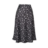 Leopard Satin Skirt Women High Waisted Elastic Summer A-Line Casual Skirt New Elegant Ladies Office Skirts Midi Party Skirt
