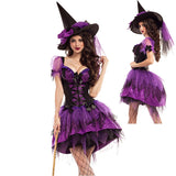 Helloween Big Sale Drespot Multiple Carnival Halloween Lady Purple Elegant Witch Costume Cute Tuxedo Magic Sorceress Playsuit Cosplay Fancy Party Dress