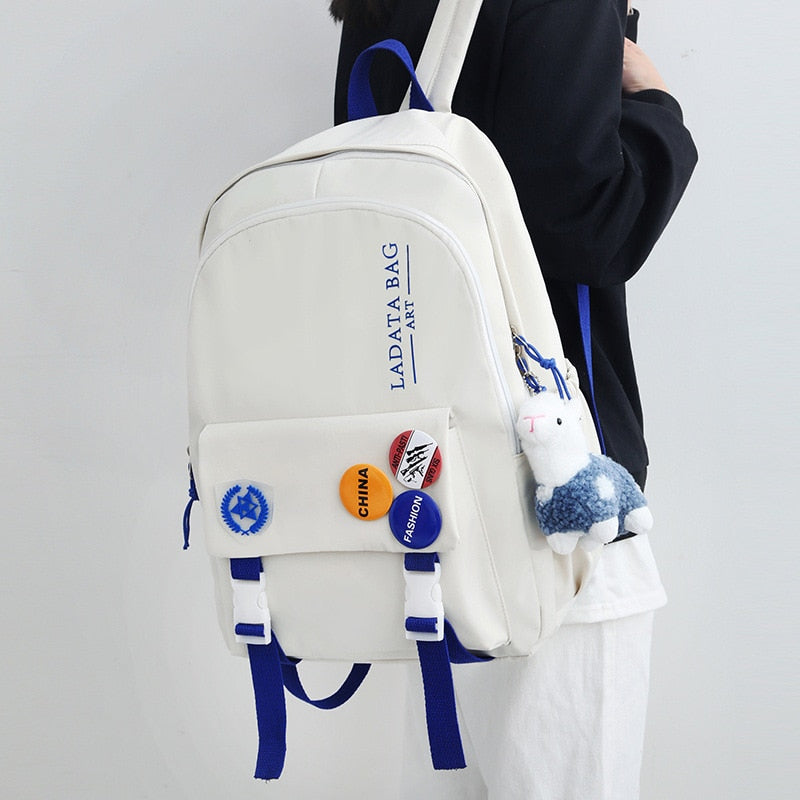 Fashion Women's backpack High School Student Bags Waterproof Nylon College Laptop Bag Korean Style Multi Pockets Travel Mochila