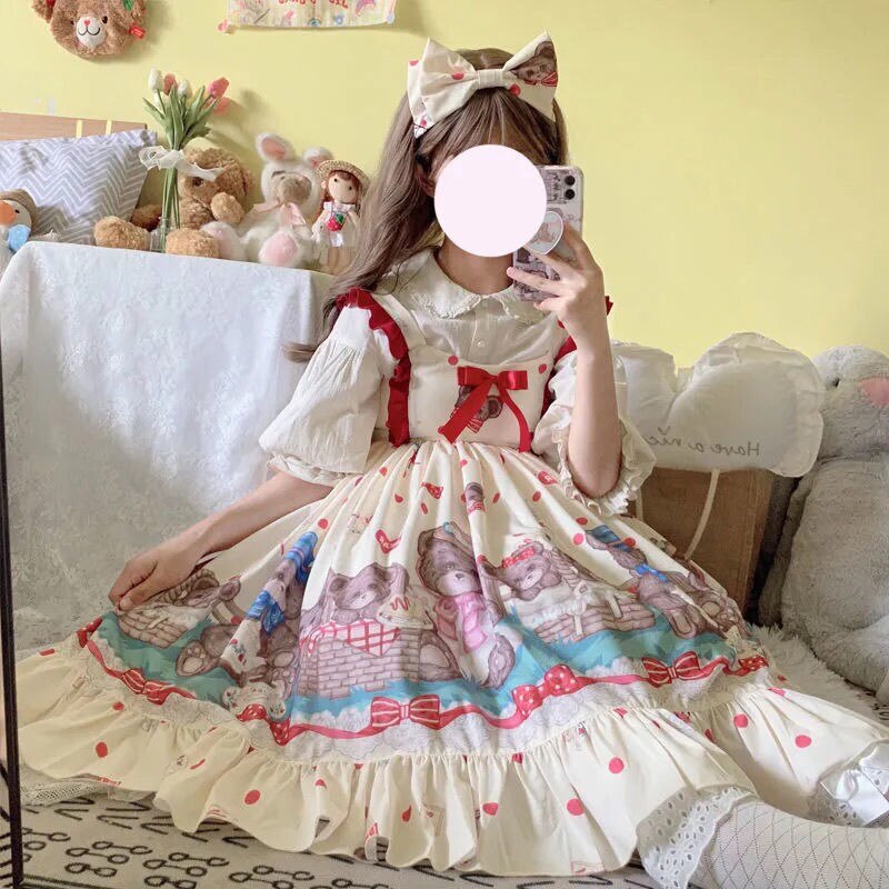 Drespot Japanese Sweet Kawaii Lolita Dress Women Soft Girl Party Tank Dresses Princess Fairy Sister Ruffle Costume  Fashion