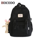 Drespot  Solid Color Multi-Pocket Women Backpack Large Capacity Travel Backpack Female Schoolbag For Teenage Girl Kawaii Student Bookbag