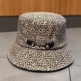 Spring Summer Leopard Panama Hat For Women With Metal Buckle Bucket Hats Cotton UV Protection Bob Sun Hat Fisherman Hats