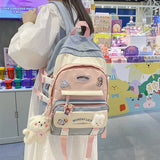 Korean Style Cute Backpacks Women Waterproof Nylon Small Shoulder Bags for Teenage Girls Schoolbags Flower Travel Backpack