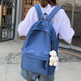 Drespot  HOCODO Simple Female Backpack Women Canval School Bag For Teenage Girl Casual Shoulder Bag Solid Color Rucksack Quality Travel