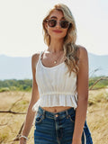 Drespot White Cotton Camisole Women Casual Slim Crop Top Summer  New Shirring Short Camis Tank Top Women Clothes Top Mujer