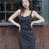 Summer New Women Fashion Elegant Midi Tank Dresses Basic Bodycon Female Office Lady Clothes Vestdios