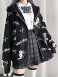 Gothic Oversize Cute Hoodies Women Harajuku Punk Anime Zip Up Sweatshirts Kawaii Cartoon Casual Tops Jacket Streetwear