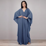 Multicolor V-neck Batwing Sleeve Plus Size Loose Maxi Dress For Women Summer Beach Wear Kaftan Long Bathing Dresses Q1306