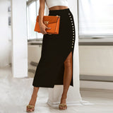 Fashion Women Long  Solid Black Pencil Skirt Winter Sexy Elastic High Waist Office Lady Bodycon Slim Knitted Casual Skirts