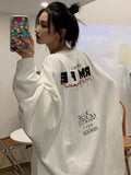 Drespot Hip Hop Letter Print T Shirts Women Harajuku Vintage Long Sleeve Oversized Tee Loose Casual Tops Chic Streetwear Korean