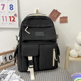 Korean Canvas Large Capacity Backpack For Women Middle School Student Schoolbag Simple Mochilas For Teenager Girls Travel Bags