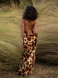 Sexy Spaghetti Strap Leopard Long Sundress Maxi Dress Summer Clothing For Women Club Party Dresses Evening Beach Wear A1385